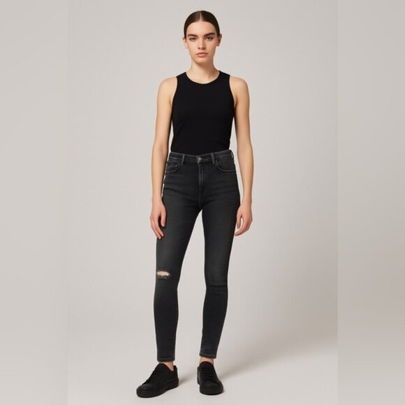 Zara Woman Premium Denim Black Skinny Jeans Size 6 - Picture 1 of 13